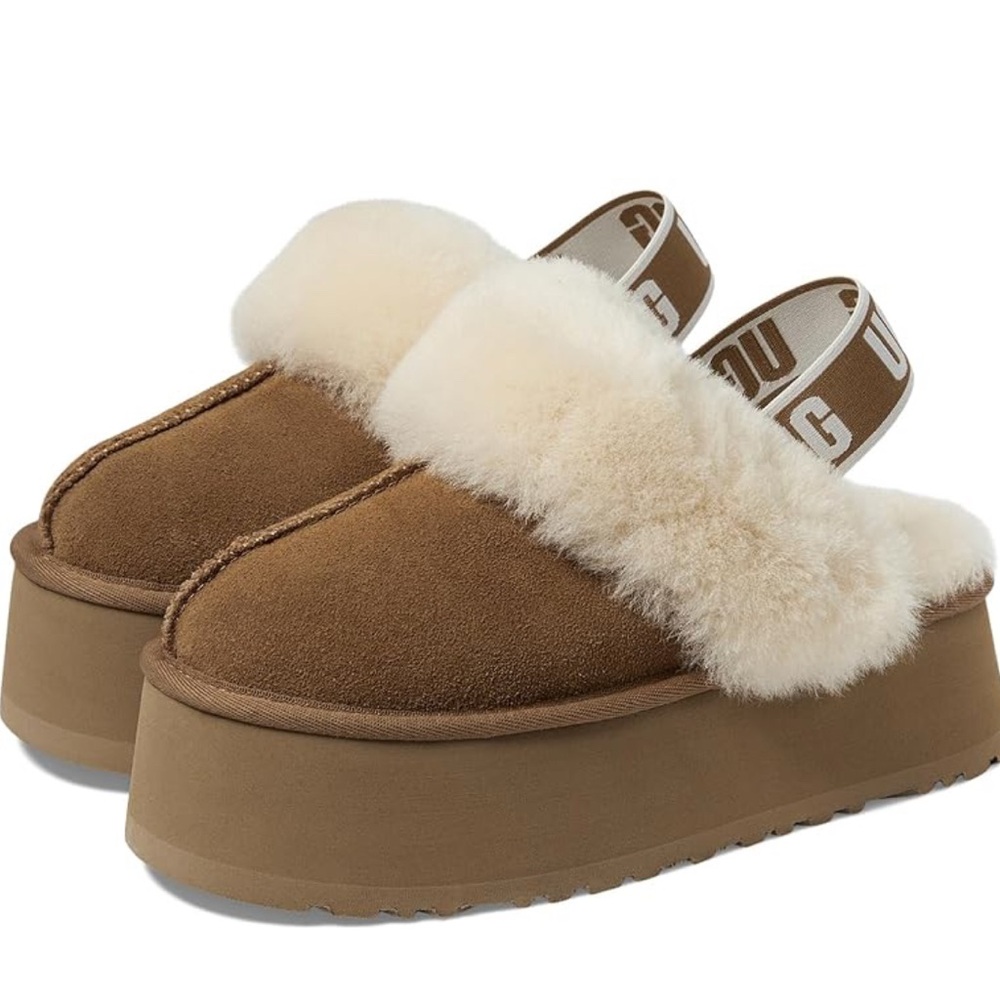 UGG Brown and Cream Mules with Sheepskin Lining